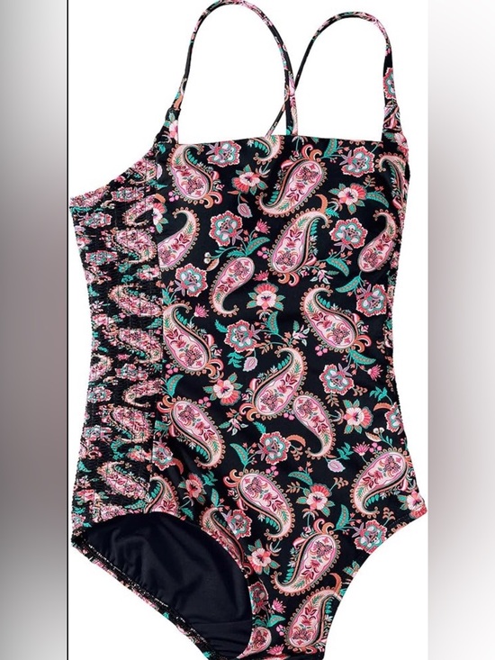 Lands' End Other - Lands End One Piece Swimsuit 3X 24W 26W Tummy Control Paisley Ruched Plus Size